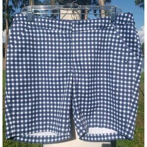 Callaway Women's Opti-Dri Golf Shorts Stretch Blue White Gingham Sz 8 Athleisure